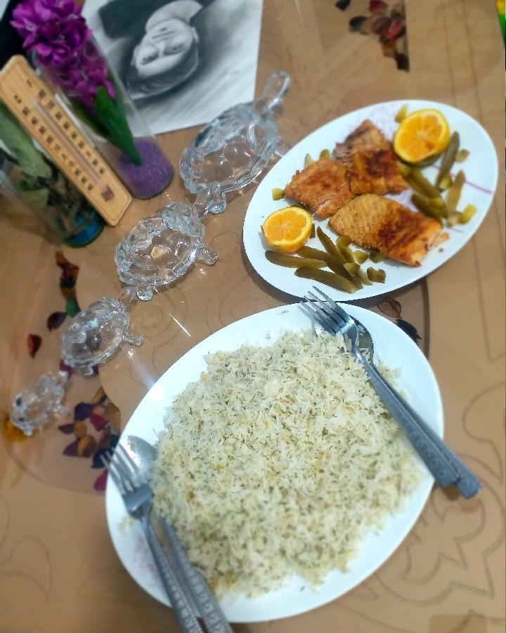 شوید پلو با ماهی