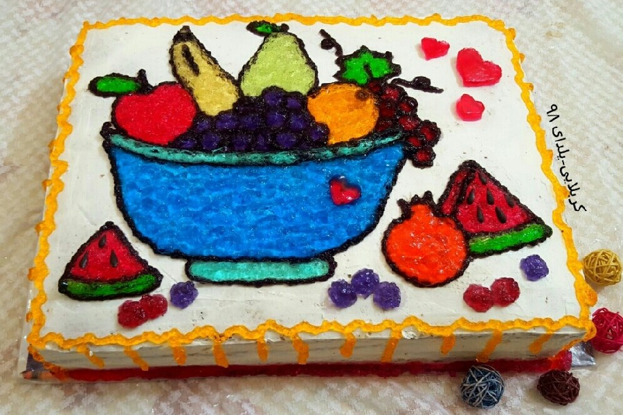 عکس کیک یلدا با تزیین ژله 
