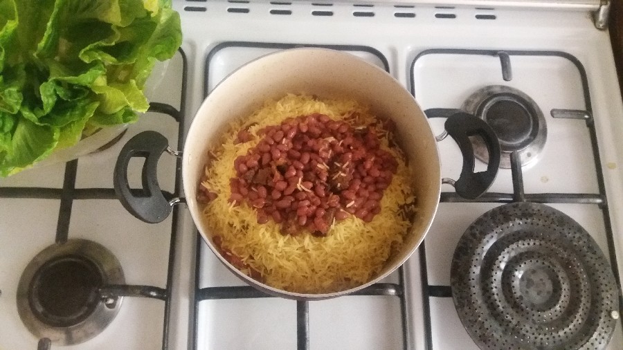 پلو سبزیجات با لوبیا قرمز