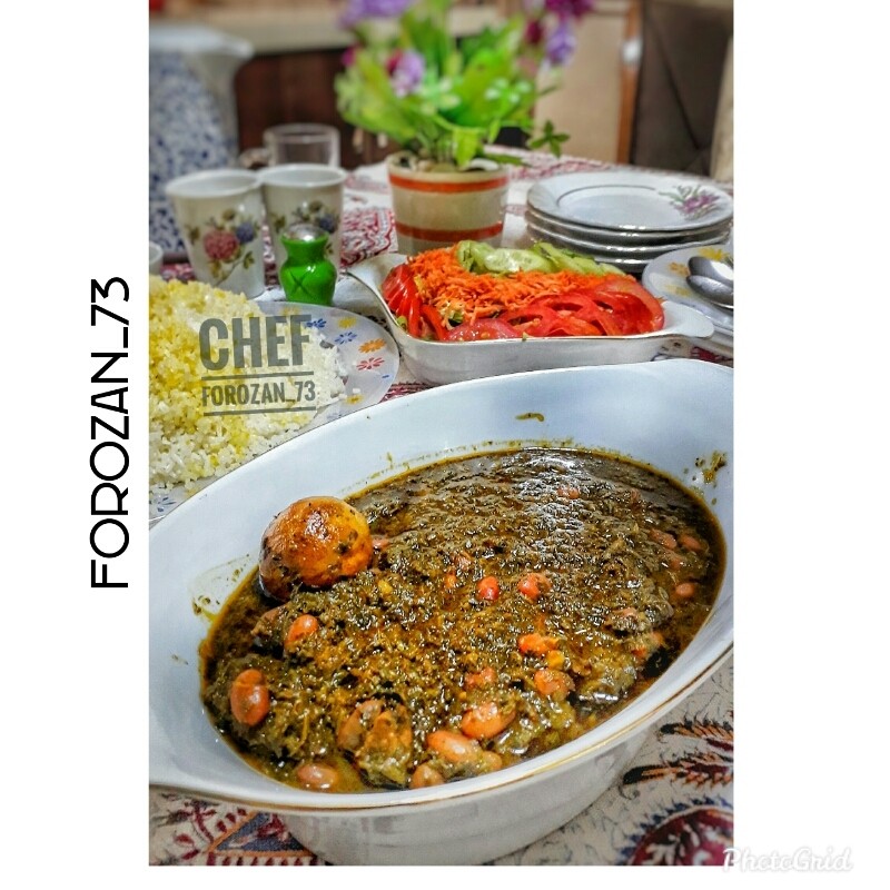 عکس خورشت قرمه سبزی با سیر