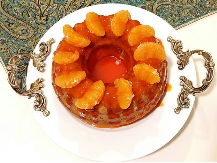 عکس کیک با سس پرتقالی 