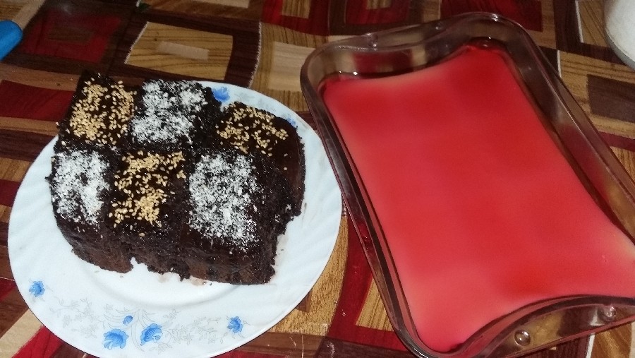 کیک خیس شکلاتی ودسر کاستردباژله