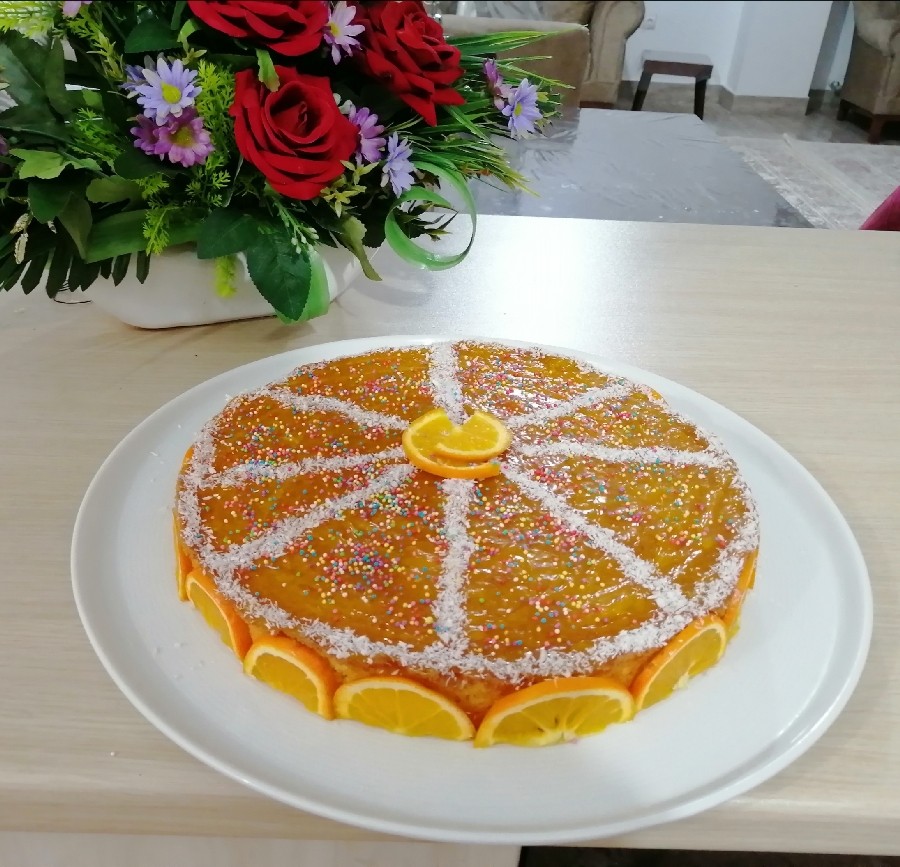عکس کیک شیفون پرتقالی با روکش سس پرتقالی... 