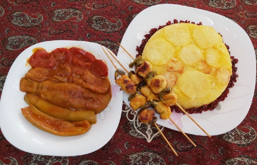 عکس جوجه حلزونی و پلو قالبی