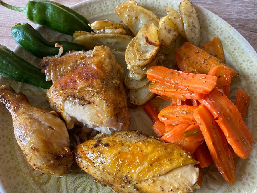 عکس مرغ و سبزیجات