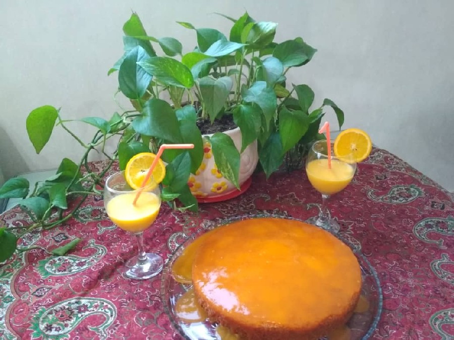 عکس کیک پرتقال با سس پرتقال