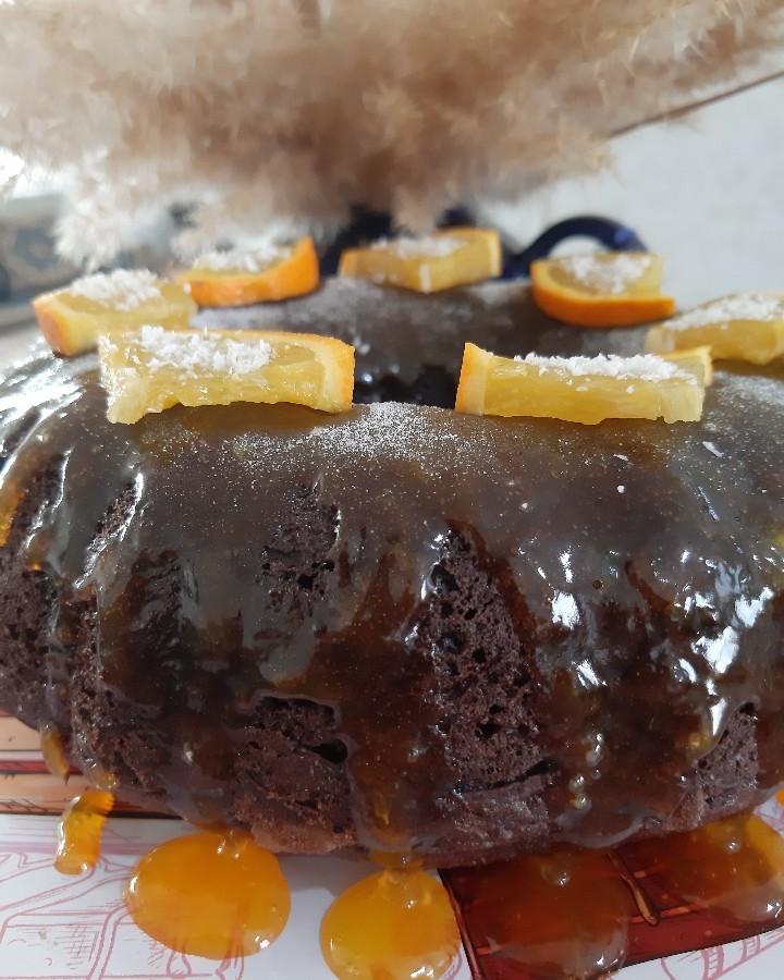 کیک کاکائویی با سس پرتقالی