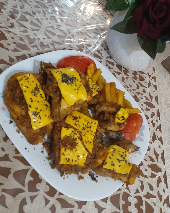 عکس #خوراک مرغ سوخاری با پنیر??
