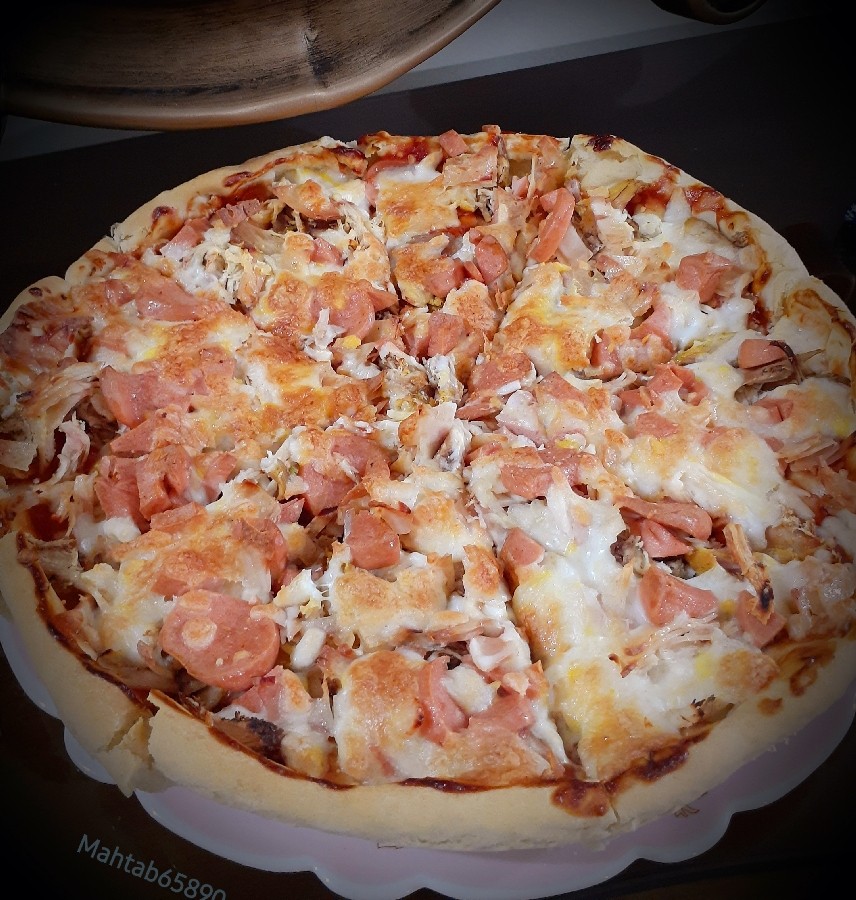 عکس پیتزا  قارچ و مرغ