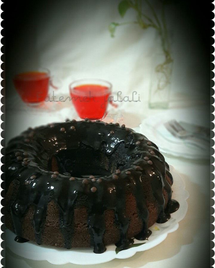 عکس کیک خیس با گاناش شکلاتی