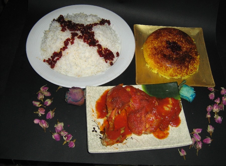 عکس چلو مرغ با ته چین