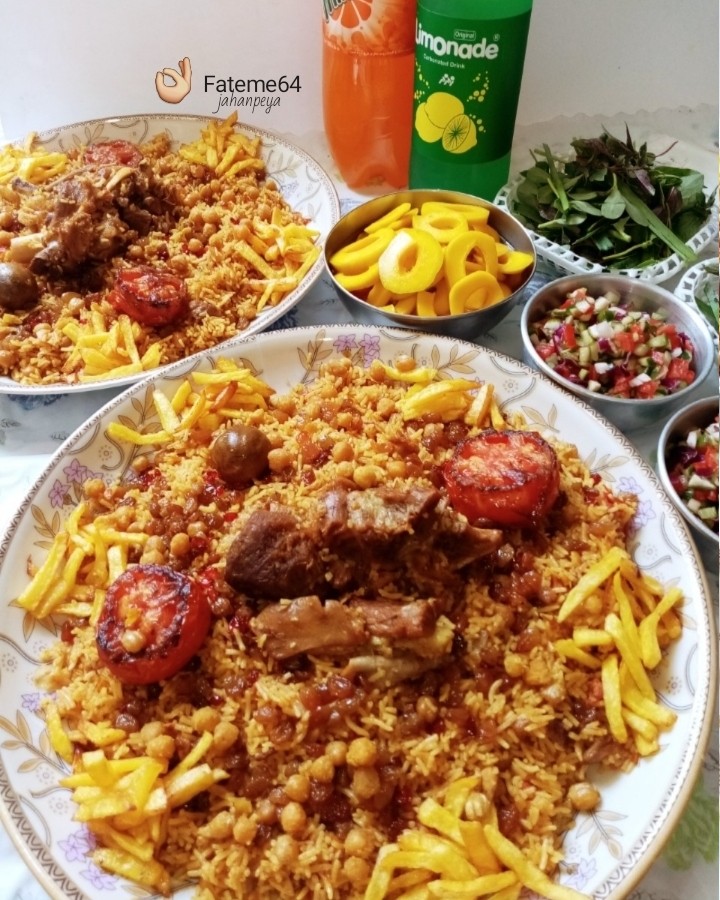 عکس تهچین عربی با گوشت بره