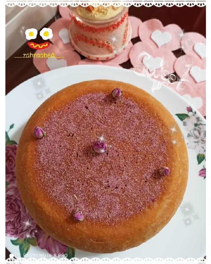 کیک گلاب با دستور لی لی که من توی پلوپز پختم