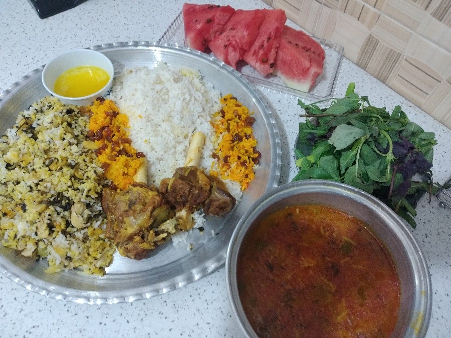 عکس چلوگوشت با باقالی پلو