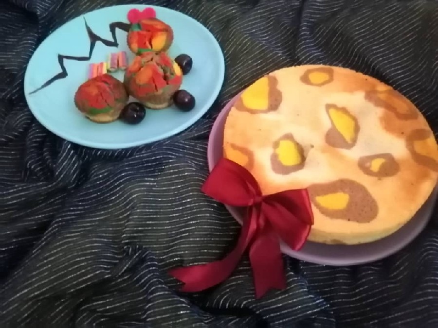 عکس کیک پلنگی و کاپ کیک رنگی(ورق بزنید)