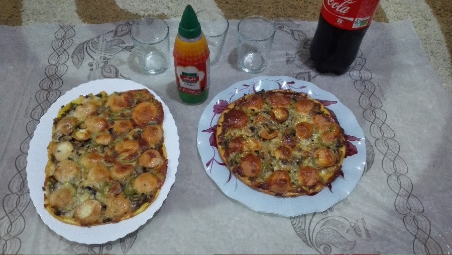 عکس پیتزای گوشت و قارچ