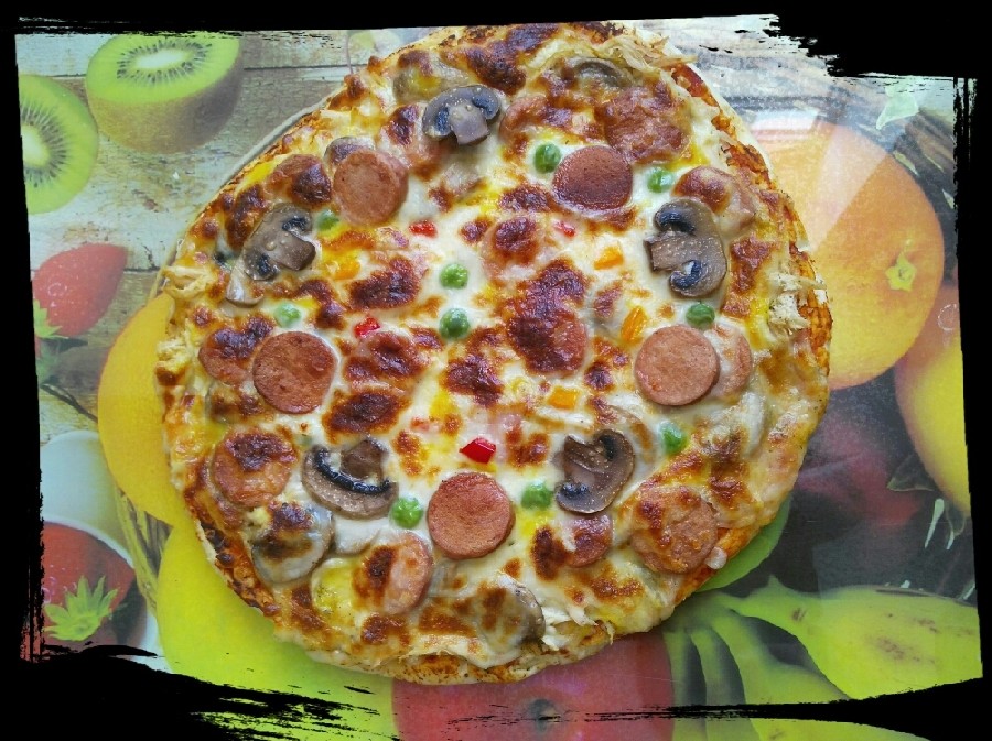 عکس پیتزا  قارچ ومرغ