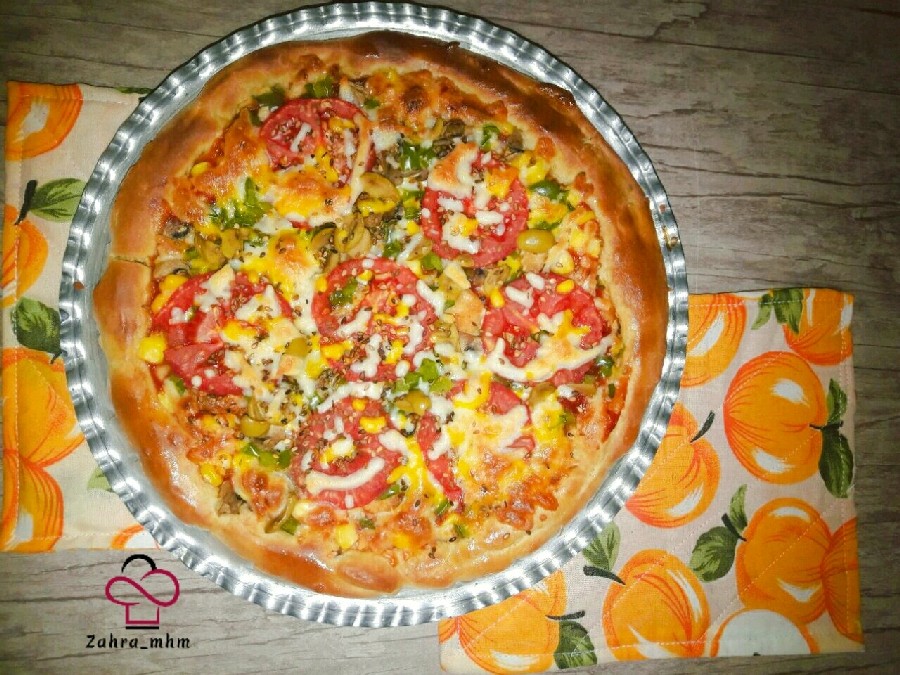 عکس پیتزا مرغ و قارچ من