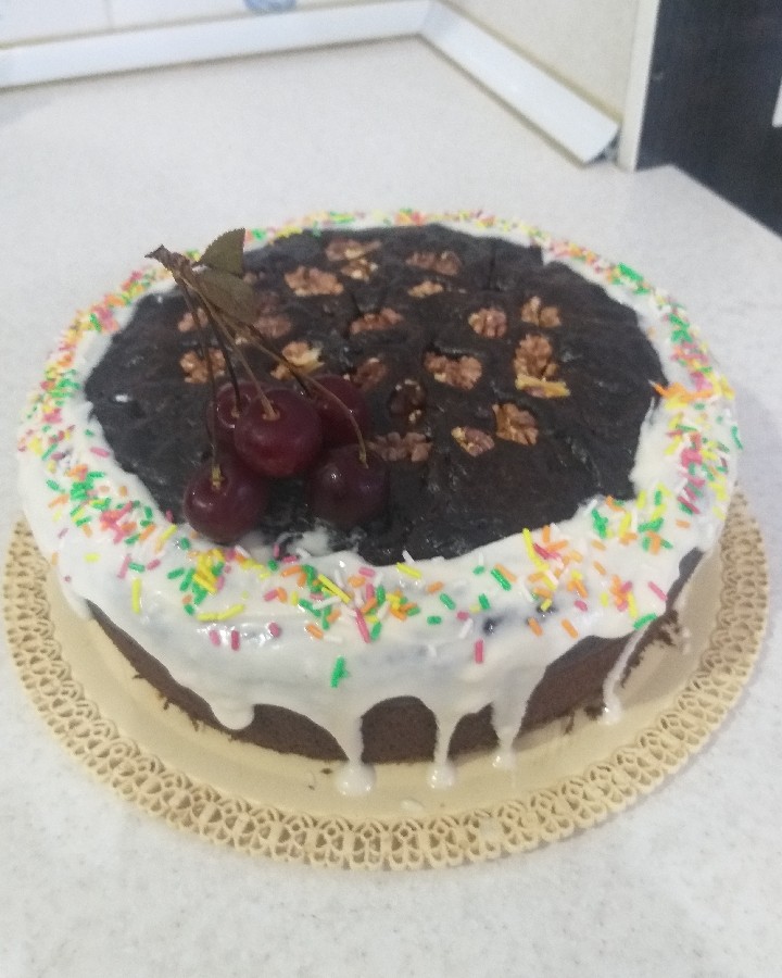 عکس کیک موزی با گاناش شکلاتی