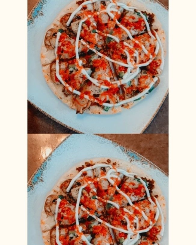 عکس پیتزا قارچ وگوشت
