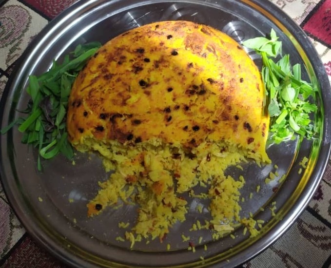 عکس ته چین مرغ و گوشت ریش ریش شده