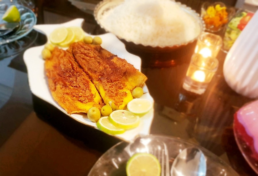عکس برنج و ماهی قزل 