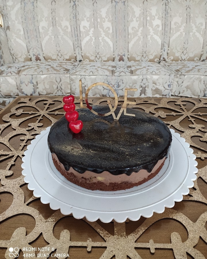 عکس چیز کیک شکلاتی با پایه کیک
