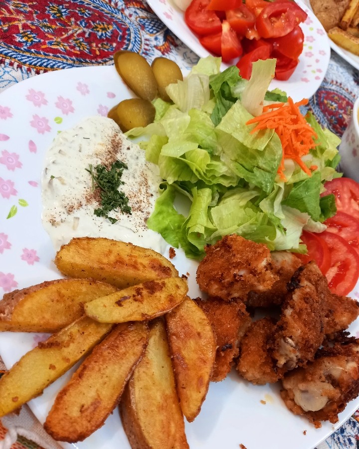 ناگت خونگی و سیب زمینی تنووری