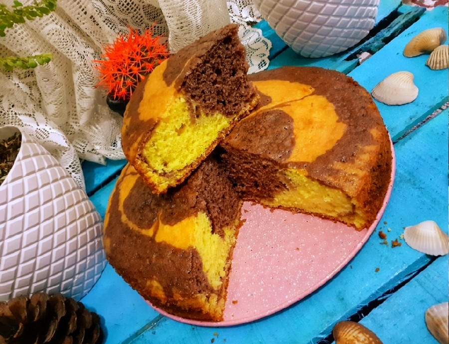 عکس کیک ماست دورنگ