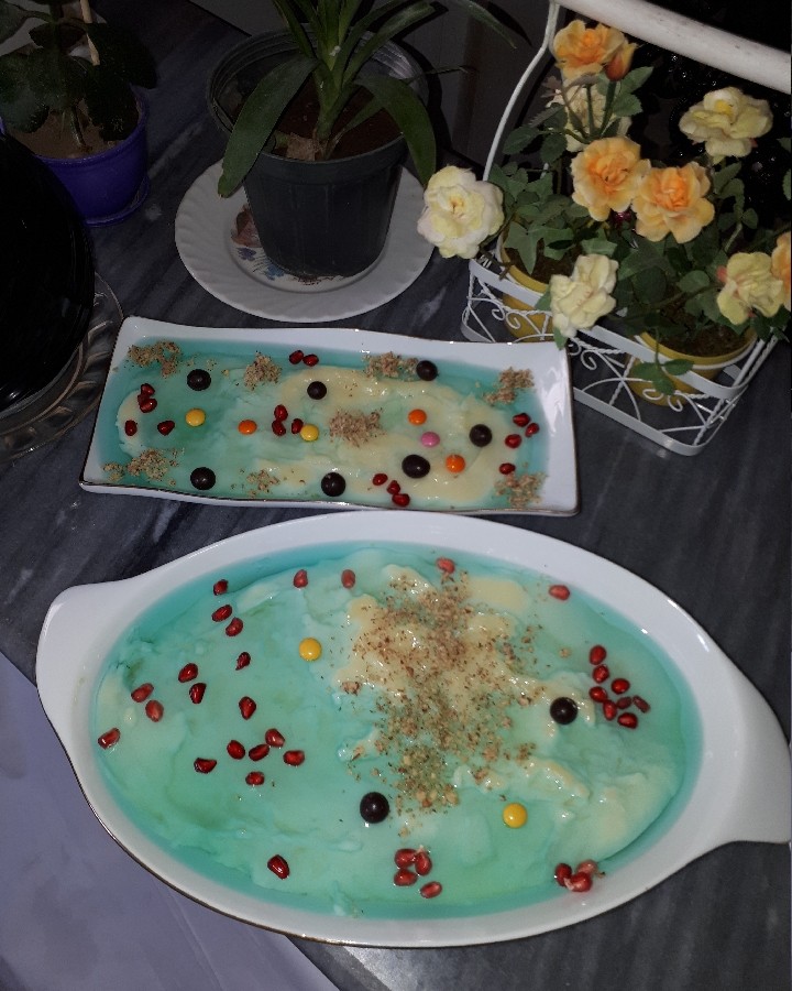 عکس پودینگ با ژله آبی