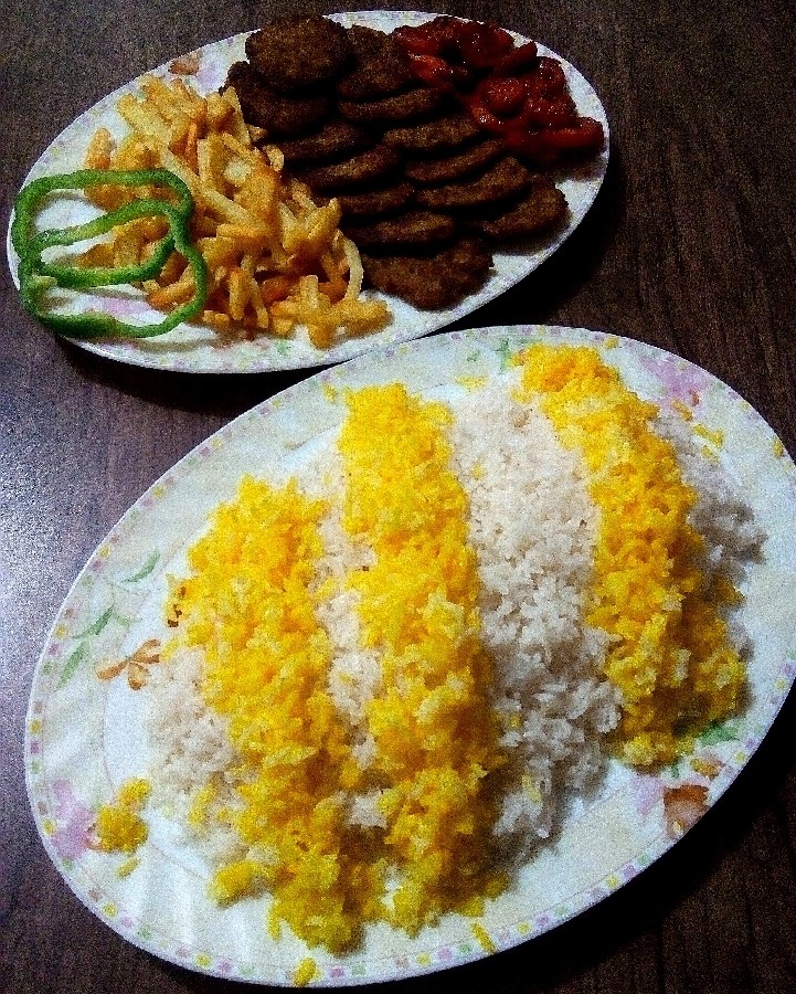 عکس برنج وکتلت گوشت