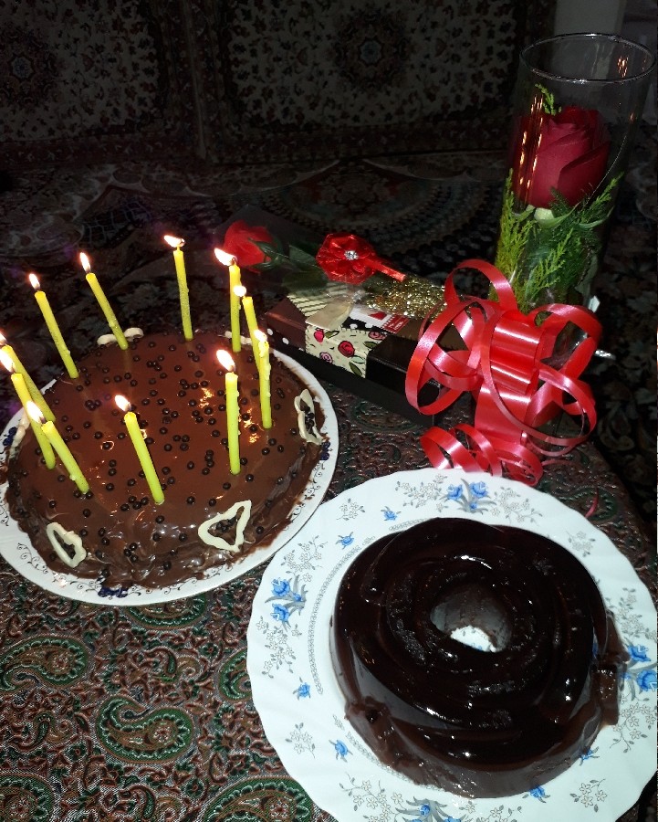 کیک تولد و پاناکوتا شکلاتی که خودم درست کردم 