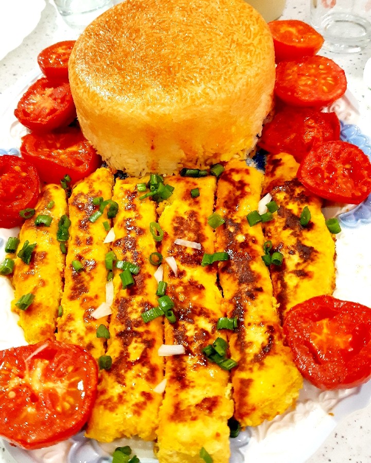 عکس کته و کباب سینه مرغ ناهار امروز