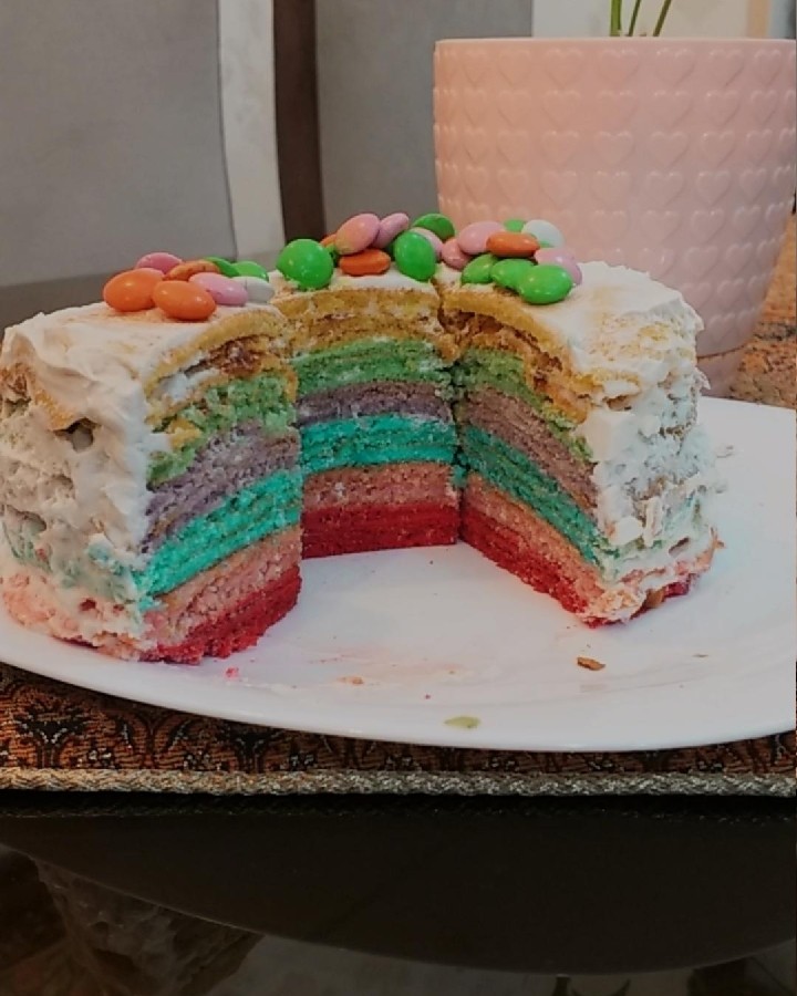کیک رنگین کمانی 
#کیک