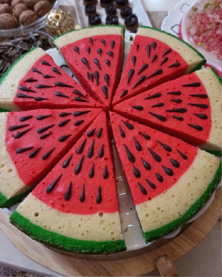 عکس #یلدا-کیک هندوانه بدون فر