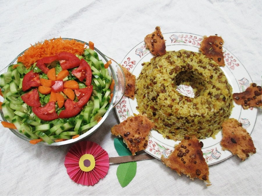 عکس عدس پلو سمسمیه