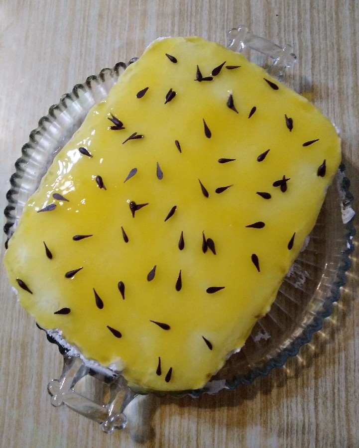 کیک خامه ای با روکش بریلو (هندوانه تو زرد) 