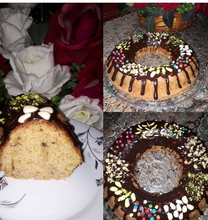 عکس کیک کدو حلوایی با روکش سس شکلاتی 

