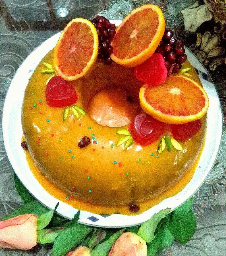 عکس کیک پرتقال با کرم پرتقال