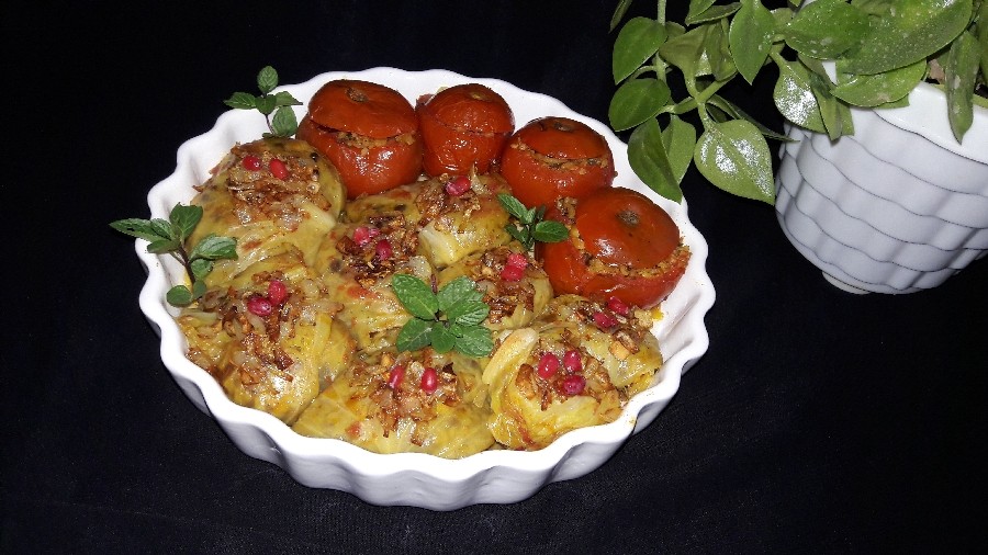 عکس دلمه کلم و گوجه