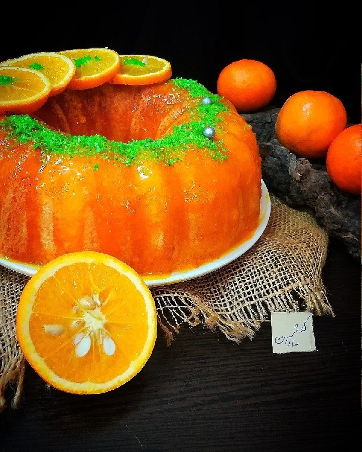 عکس کیک پرتقالی با سس پرتقالی