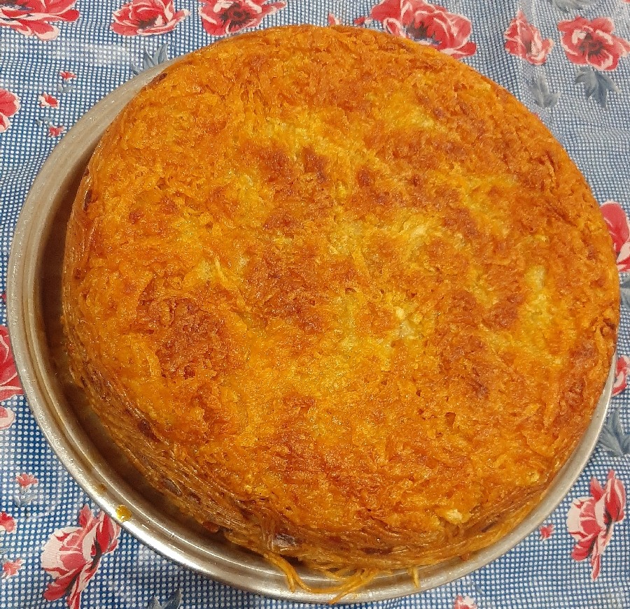کیک ماکارونی با پنیر پیتزا 