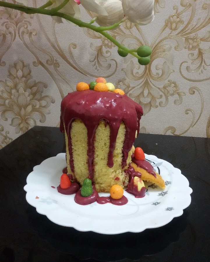 عکس کیک گلابو زعفران