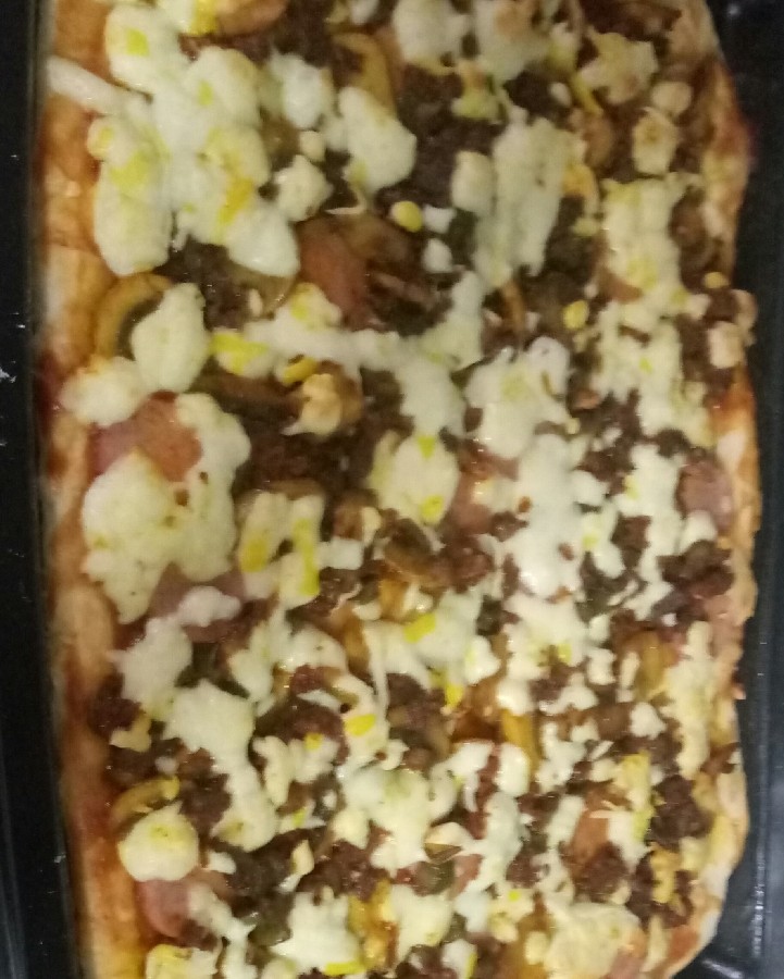 عکس پیتزا گوشت و قارچ 