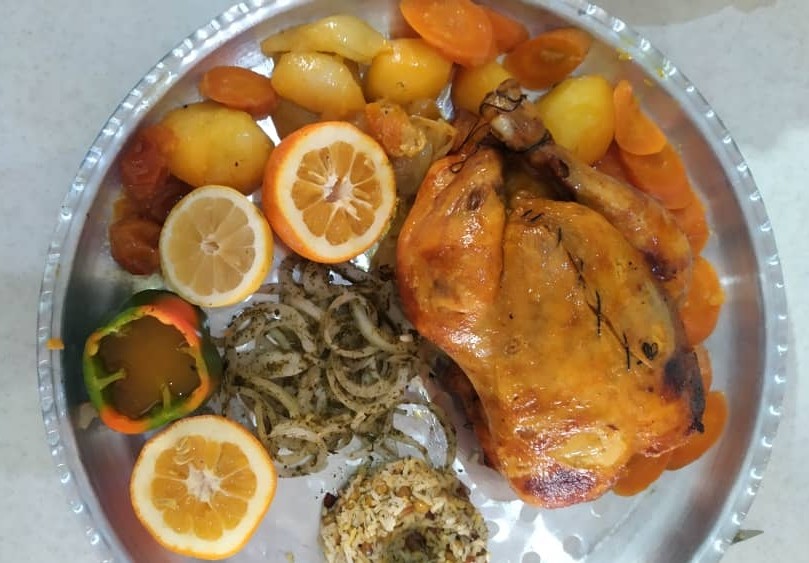 عکس مرغ بریانی با سبزیجات