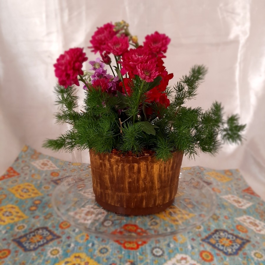 عکس کیک گلدانی (قرار پاپیونی با مصی عزیز) چالش روز پدر