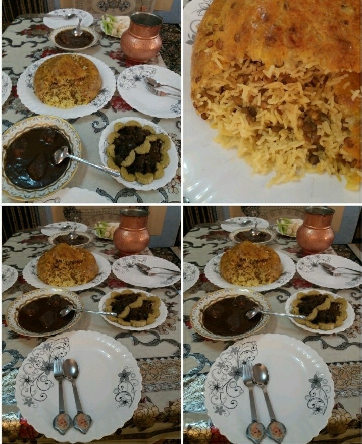 عکس پلو مخلوت عدس وفسنجان ترش و خوشمزه