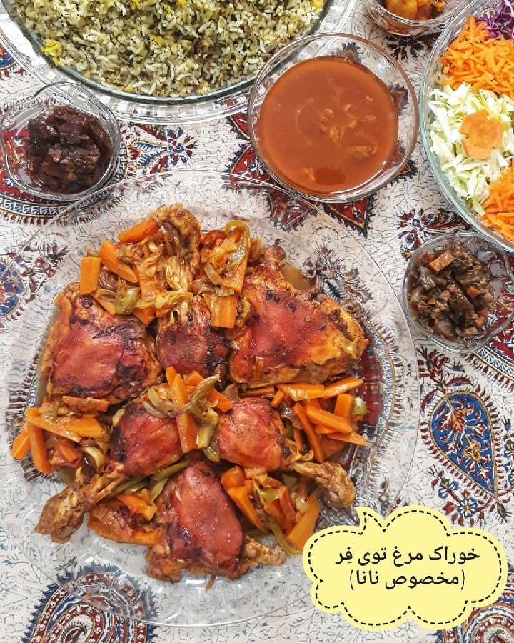 عکس خوراک مرغ توی فر