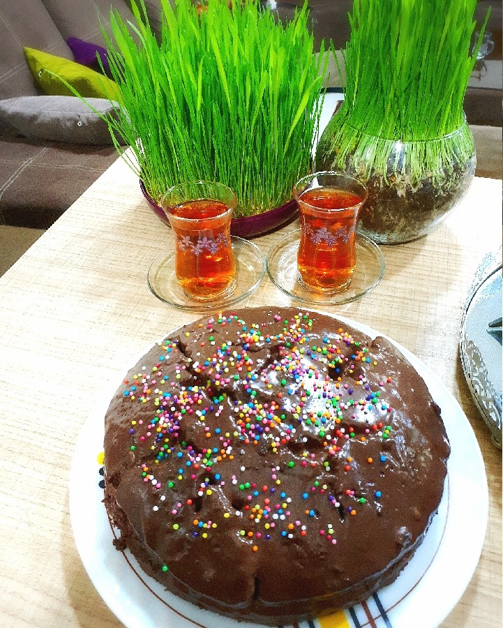 عکس کیک شکلاتی خیس با گاناش