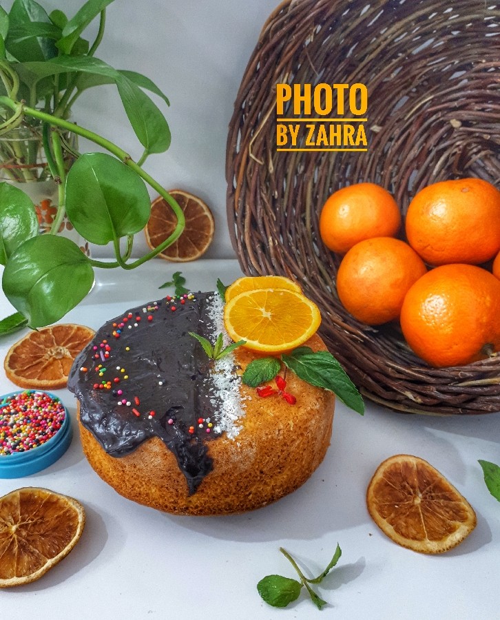 عکس کیک نارگیلی پرتقالی 